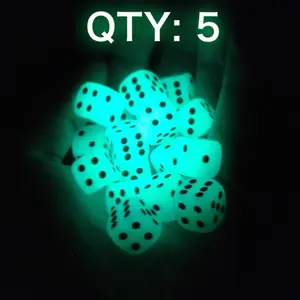 14mm Glow in Dark Dice 5 Pack - Strong Glow, Easy to Spot, Perfect for Small Games & Backups