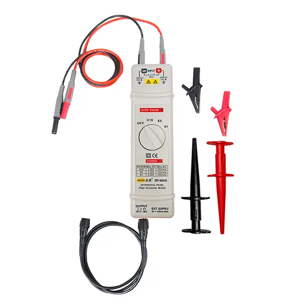 PINTECH Low Voltage Differential Oscilloscope Probe Kit DP-60HS - 70V, 60MHz, 1X/5X/10X Attenuation Rate, 1X: DC-15MHz, 5X: 18V, 10X: 35V, 195x55x30 mm, 250g/0.55lb, Dc-15Mhz(X1)