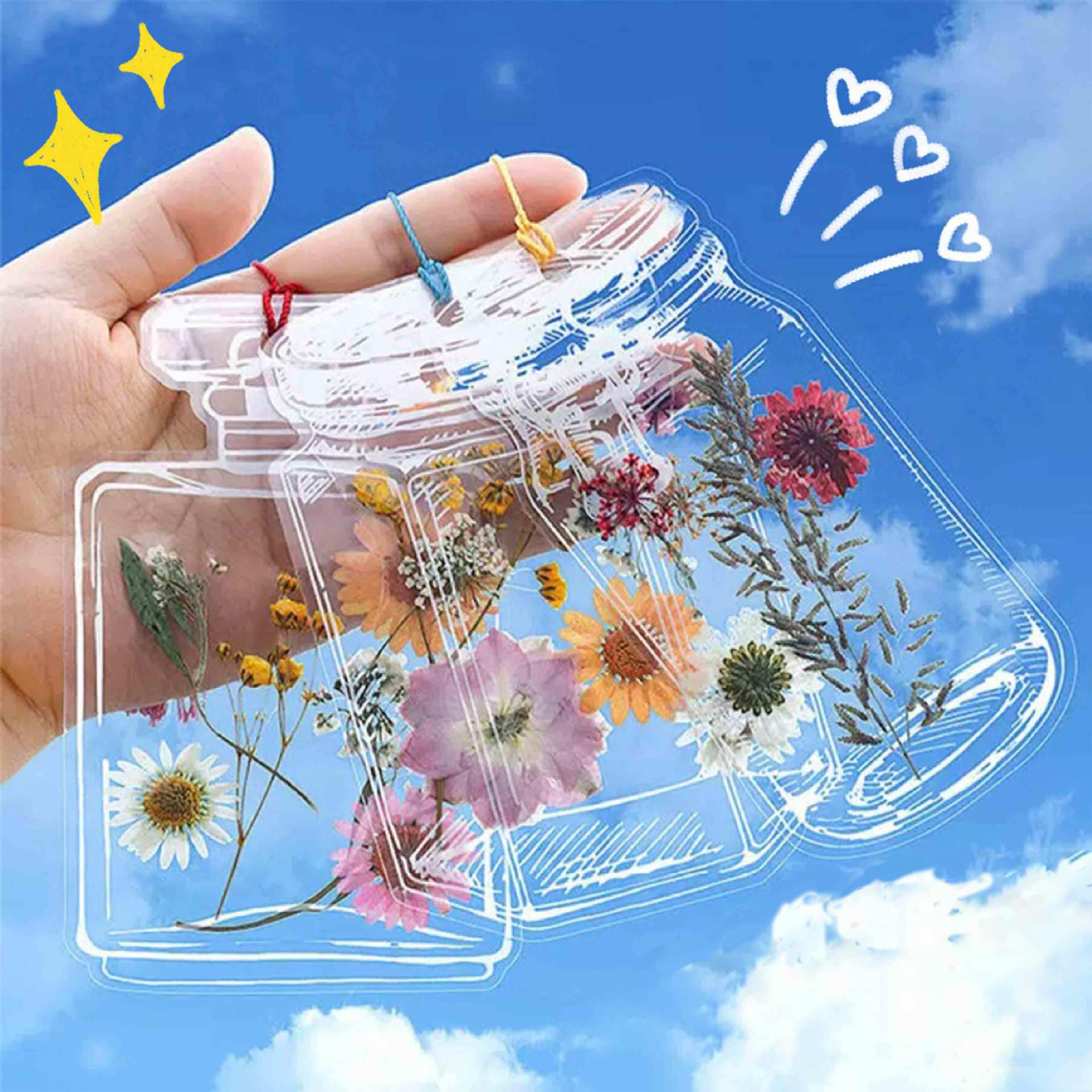 Handmade DIY Bookmark Kit – Clear Plant Specimen & Dried Flower Tags for Craft & Bottle Decoration
