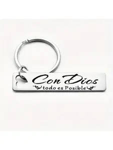 1pc Inspirational "With God, Everything is Possible" Spanish Faith Keychain，Perfect Keychain for Cars, Stainless Steel Keychain