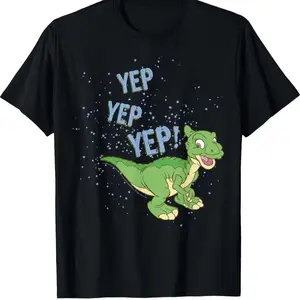 Men's Plus Size Black T-Shirt with Funny Cartoon Green Dinosaur Graphic, Casual Summer Tee Ideal Holiday Gift