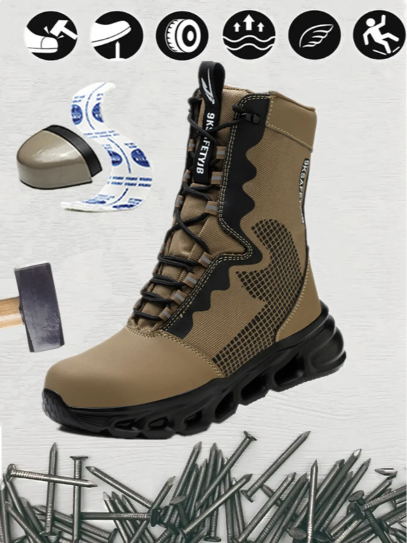 Men Women Safety Sturdy Work Shoes Working Shoes Steel Toe Protection Anti-Impact Puncture Resistant Comfort Shock Absorption Breathable Sole Size 38-47 Steel Toe Trainers
