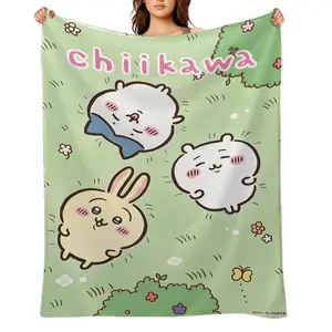 chiikawa-Flannel Throw Blanket for Girls Boys- Ultra Soft, Anti-Shrink & Wrinkle-Resistant ,Quick-Dry, Machine Washable Cozy Throw ,Perfect Gift for Kids Adults A-24