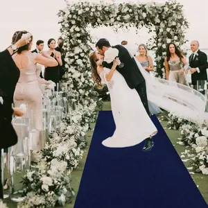 4x15FT Navy Blue Velvet Carpet Runner for Wedding Aisle Party Prom Church Hallway Stage Rustic Aisle Decorations Outdoor Indoor
