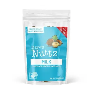 Dave's Nuttz Milk Chocolate Covered Hazelnuts - Smooth Creamy Sweet N' Delicious Snack - 1oz Bag - Oregon Hazelnuts - US