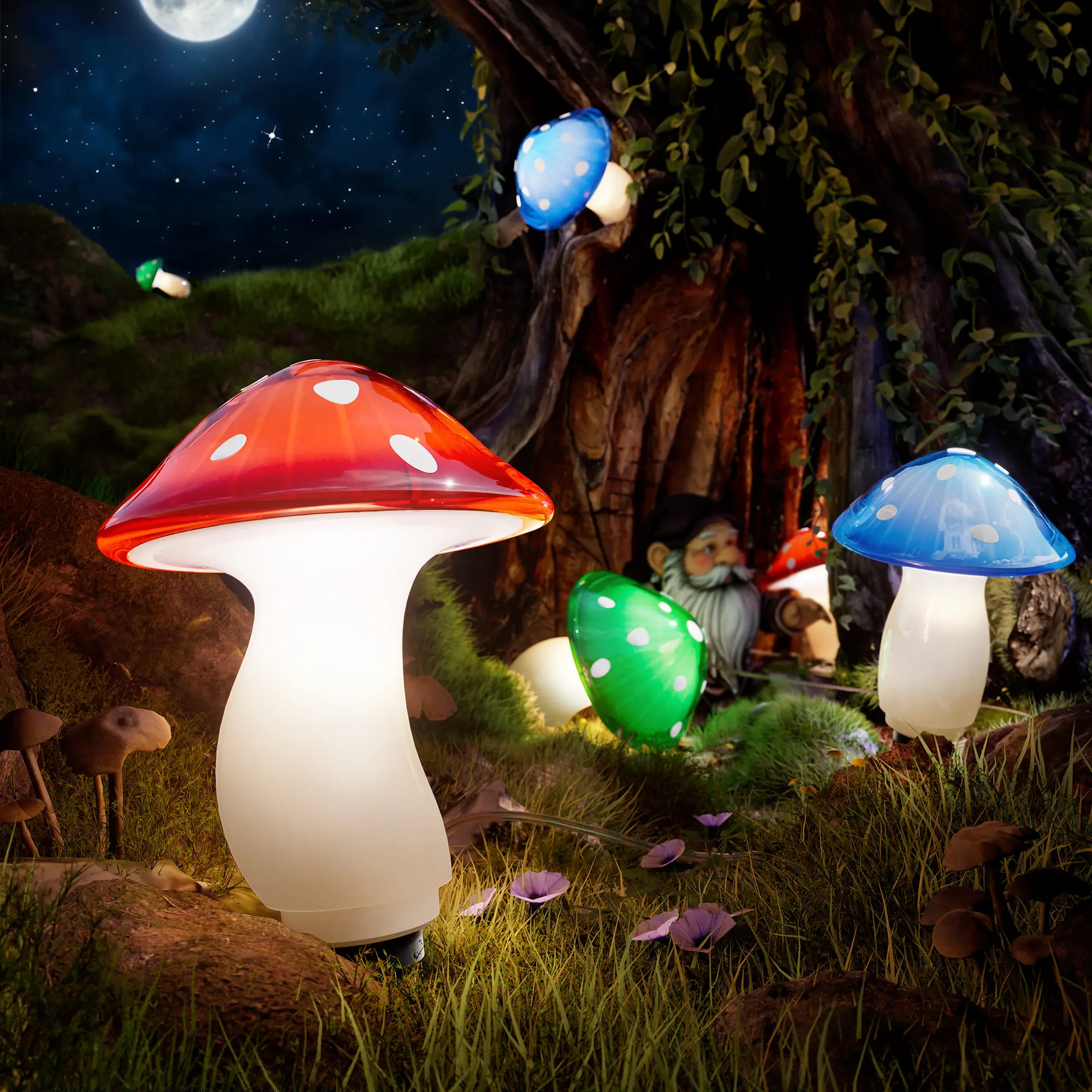 Multicolor Solar Mushroom Lights Outdoor,30FT Solar Garden Pathway Lights with 8 Modes, Auto On/Off, IP65 Waterproof Spring Decorative Lights for Patio, Yard & Lawn