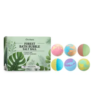 OCEAURA Forest Bath Scented Bubble Salt Balls, 6 Natural Aromatherapy Scents (Rosemary, Lavender, Rose, Lemon) - Gentle Body Care Cleanser, Deep Moisturizing, Barrier-Locking, Fine Line-Reducing, Relaxing Spa for All Skin Types bomb