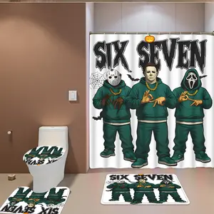 Ghost Face Brothers Bathroom Set, Shower Curtain, Non-Slip Mat, Toilet Lid Cover, Perfect Mother's Day Gift, Elegant Home Decor