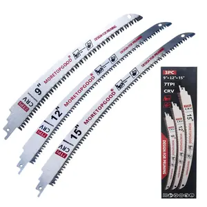 9"/12"/15" Arc Edge Reciprocating Saw Blade, 7TPI Japanese Teeth with Curved Edge Wood Pruning Saw Blades for Tree Trimming, Wood Cutting (3 Pack) outdoorfun