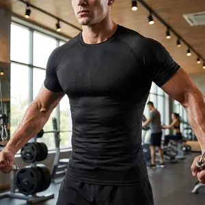 Men's Compression Shirts, Cool Dry Tight Short-Sleeve Running Tops, Breathable Moisture-Wicking Baselayer Gym Undershirts for Training, Fitness, Activewear Performance Apparel