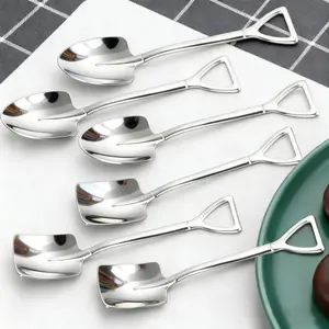 6/8pcs Retro Shovel Spoon Set, SUS304 Stainless Steel Ice Cream Dessert Forks & Spoons, Watermelon Inspired Design, Unique Easter Kitchen Gift, Square & Pointed Mini Flatware