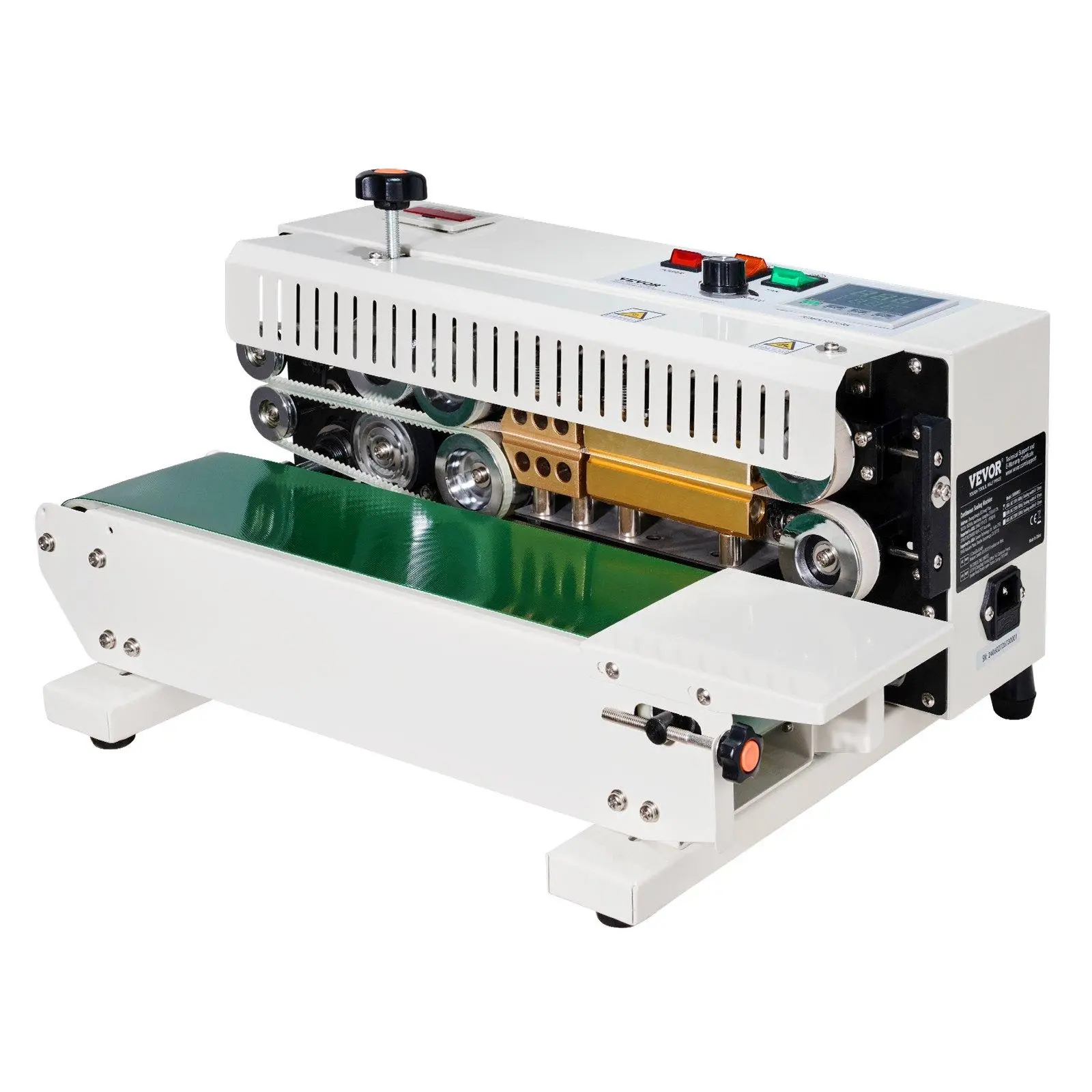 【summerfinds】VEVOR Continuous Bag Band Sealing Machine, 0.24-0.47 in/6-12 mm Seal Width, Horizontal Band Sealer Machine with Digital Temperature Control, Bag Sealer for 0.02-0.8 mm Plastic Bags with Count Function