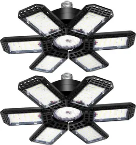 2 Pack Garage Light, 200W 20000LM 6500K LED Shop Lights, Garage Lights Ceiling Led with 6+1 Deformable Panels, Screw in E26/E27 Socket Bulb for Warehouse, Workshop, Basement, Barn Lighting