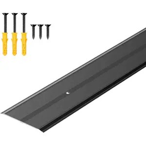 36"L*2.4"W *0.1"H Flat Profile Aluminum Floor Transition Strip, Metal Door Threshold for Carpet Wood Tile Vinyl Flooring Gaps, Indoor and Outdoor Doorway Decoration Protector(Black,1pcs)