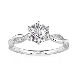Jeulia Classic Twisted Custom Round Six Prong Engagement Ring Marquise Cut Sterling Silver Engagement Ring