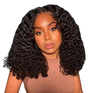 Deep Wave BOB Wig Human Hair 5x5 HD Curly BOB Lace Front Wigs Human Hair Pre Plucked Wear And Go Glueless Short Curly Frontal BOB Wigs for Black Women Wet And Wavy