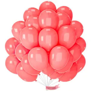 PartyWoo Thick 12in Round Coral Rubber Latex Float Balloons, 50pcs Pastel Red Balloon Arch & Birthday Theme Colored Festive Decor for Weddings, Birthday Parties Red-Q11, Balloon Arch Balloons