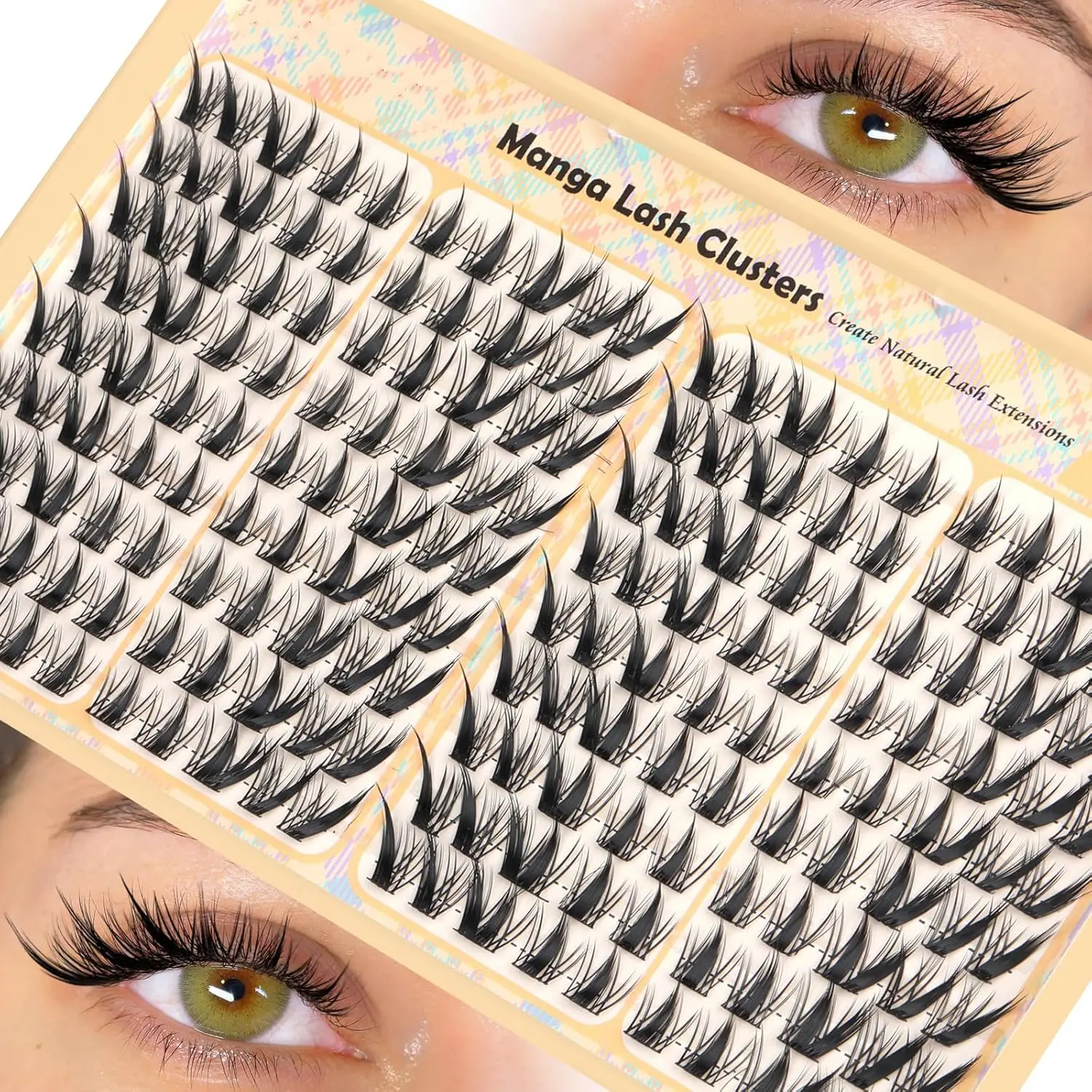 Natural Fluttering Eyelash Clusters, Left/right Anime Fox Sexy Long Pointed Longer Looking Lashes, C Curl Individual Cluster False Eyelashes Lash Extensions, DIY at Home, 180 Pcs