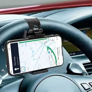 Universal Car Phone Holder, Plastic Steering Wheel Mount, Durable and Easy-To-Use Bike Clamp, Mobile Support Stand for Vehicles, Car Cellphone Mount