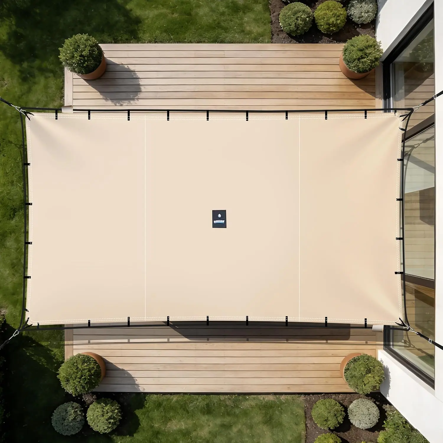 SIHAIAN Sun Shade Sail 10'x13' Waterproof Rectangle Double-Rope Shade Sail 500D Heavy Duty UV Block Sunshade Canopy for Backyards, Patios, Gardens, Outdoor Activities and Facility Beige