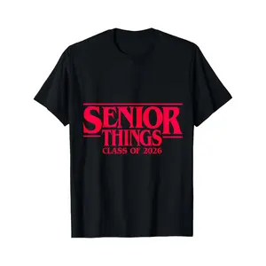 Senior Things Class Of 2026 T Shirt Black Red Text Design Graduation Party Senior Year Celebration Gift For Students