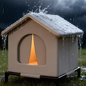 All-Weather Durable Outdoor Cat House with Waterproof Elevated Base, Insulated Winter Shelter for Stray Cats and Puppies, Easy Assembly Pet Bed