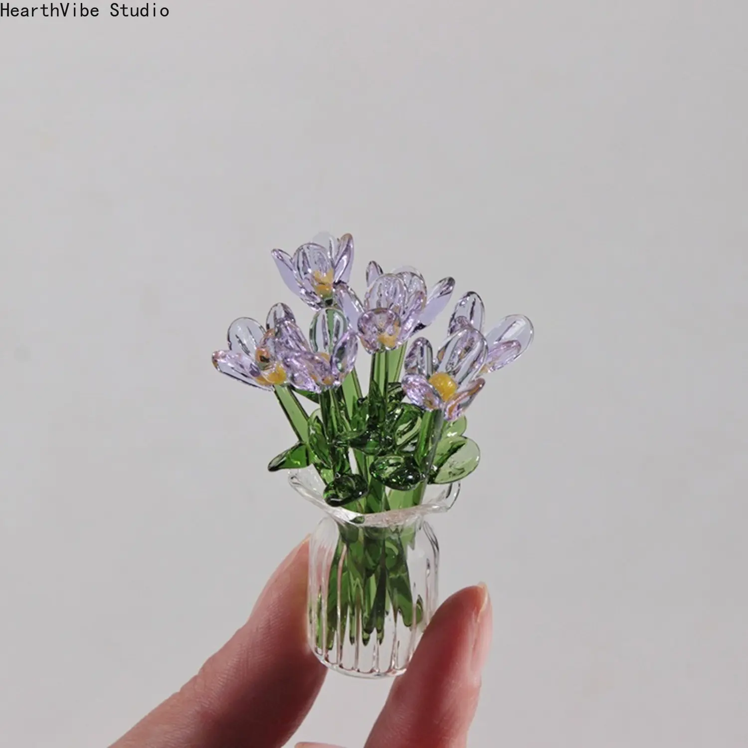 7 flowers glass simulation flower decoration ornaments, handcrafted mini glass flowers, DIY flower arrangement bouquets, faux flowers, Artificial mixed flower, suitable for gifting, event decorations