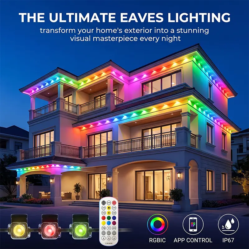 Permanent Outdoor Lights 50FT/100FT, Smart RGB LED Strip Lights with App & Remote Control, IP67 Waterproof Color Changing Patio Lights, Music Sync Outdoor Decor for Christmas, Garden, Camping & Home deskmakeover