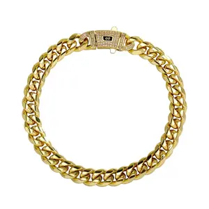 6-14mm Miami Cuban Link Bracelet 14K REAL Gold Plated Hypoallergenic Premium Stainless Steel Hip Hop Jewelry For Men Women Father Day Birthday Gift