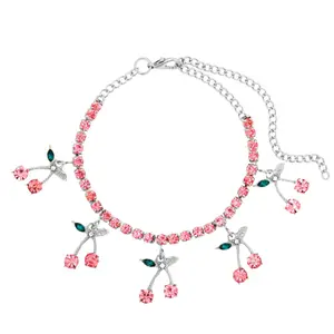Rhinestone Cherry Anklet Bracelet