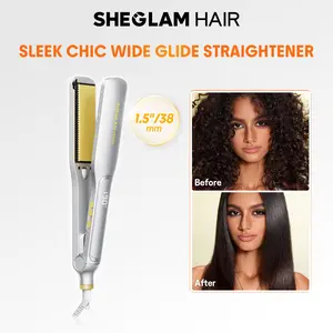 【BOGO SALE】SHEGLAM HAIR Sleek Chic Wide Glide Straightener 1.5 inch/36mm-Effortlessbeauty