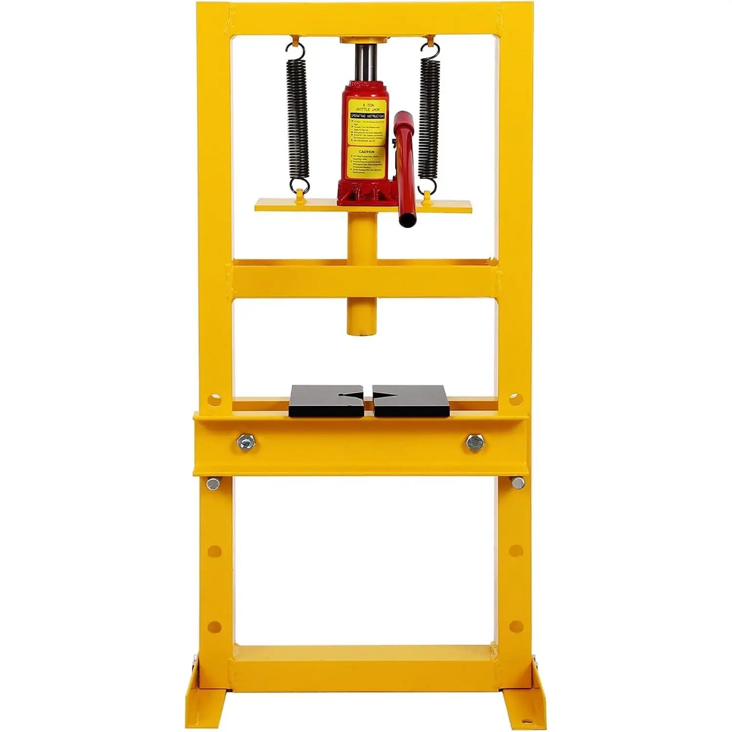Garvee Upgraded 6 T Hydraulic Shop Press, H-Frame Heavy Duty Press with Adjustable Height Work Table & Steel Plates (Yellow)
