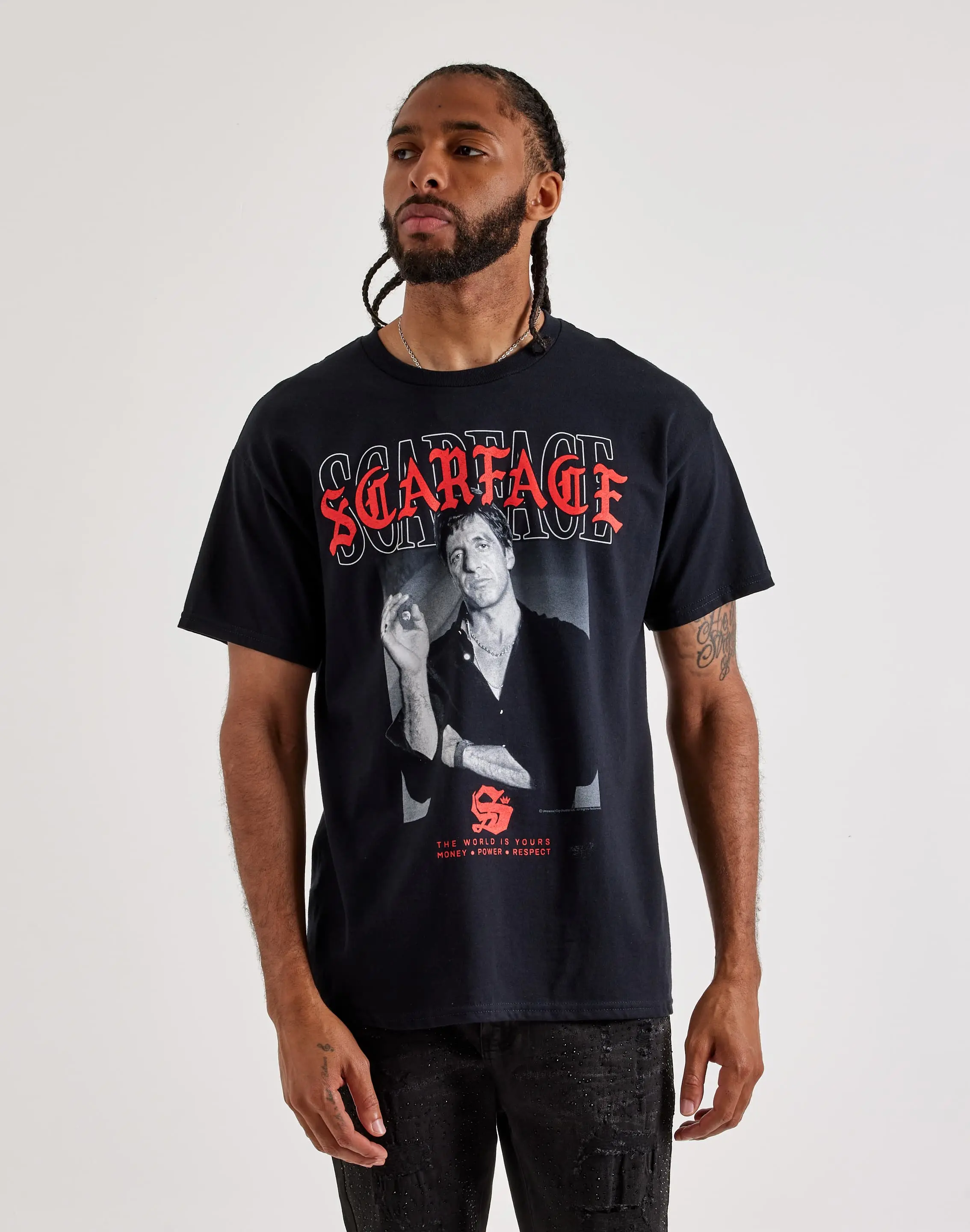 Mens American Classics Scarface Text Layering 2 Tee