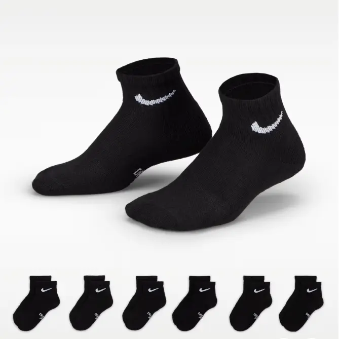 Nike Everyday Plus Dri-Fit Black Ankle Socks (6-Pack)
