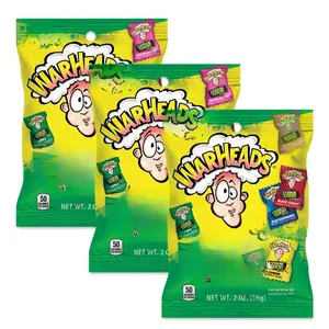Warheads Extreme Sour Hard Candy Assorted Flavors 2 oz Bags 3 Pack Sour Apple Black Cherry Blue Raspberry Lemon Watermelon Individually Wrapped Treats Since 1985 Sweet Bonbon