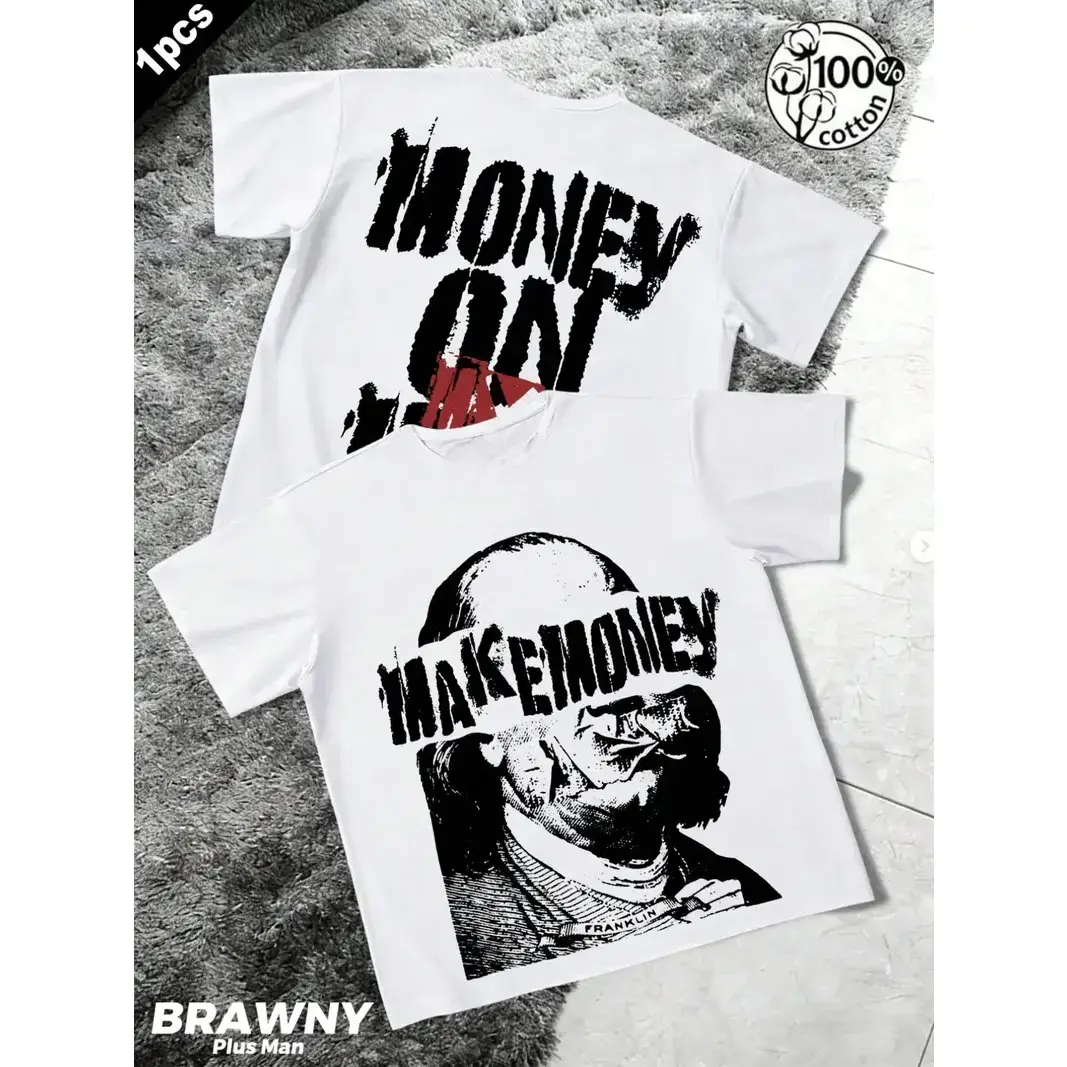 Men & Women Make Money Franklin Dollar Graphic 100% Cotton T-Shirt - Summer Hip Hop Oversized Streetwear for Teen Boys, Guys, Young Adults | Daily Casual Outfit christian clothing  white  Tee