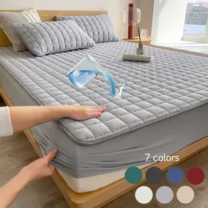 1pc solid color waterproof mattress cover mattress cover Soft, comfortable and breathable mattress protector Suitable for bedrooms, guest rooms, schools and families with children, pets or the elderly hotel mattress protection waterproof  bed  sheet
