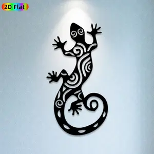 1pc Gecko Metal Wall Art, Tribal Gecko Statue Mural, Ideal Gift for New Year, Easter, Gecko Enthusiasts, Weather-Resistant Metal Wall Decor Wall Sculptures, Perfect for Outdoor Wall & Garden Fence, Nature Decor Enthusiasts