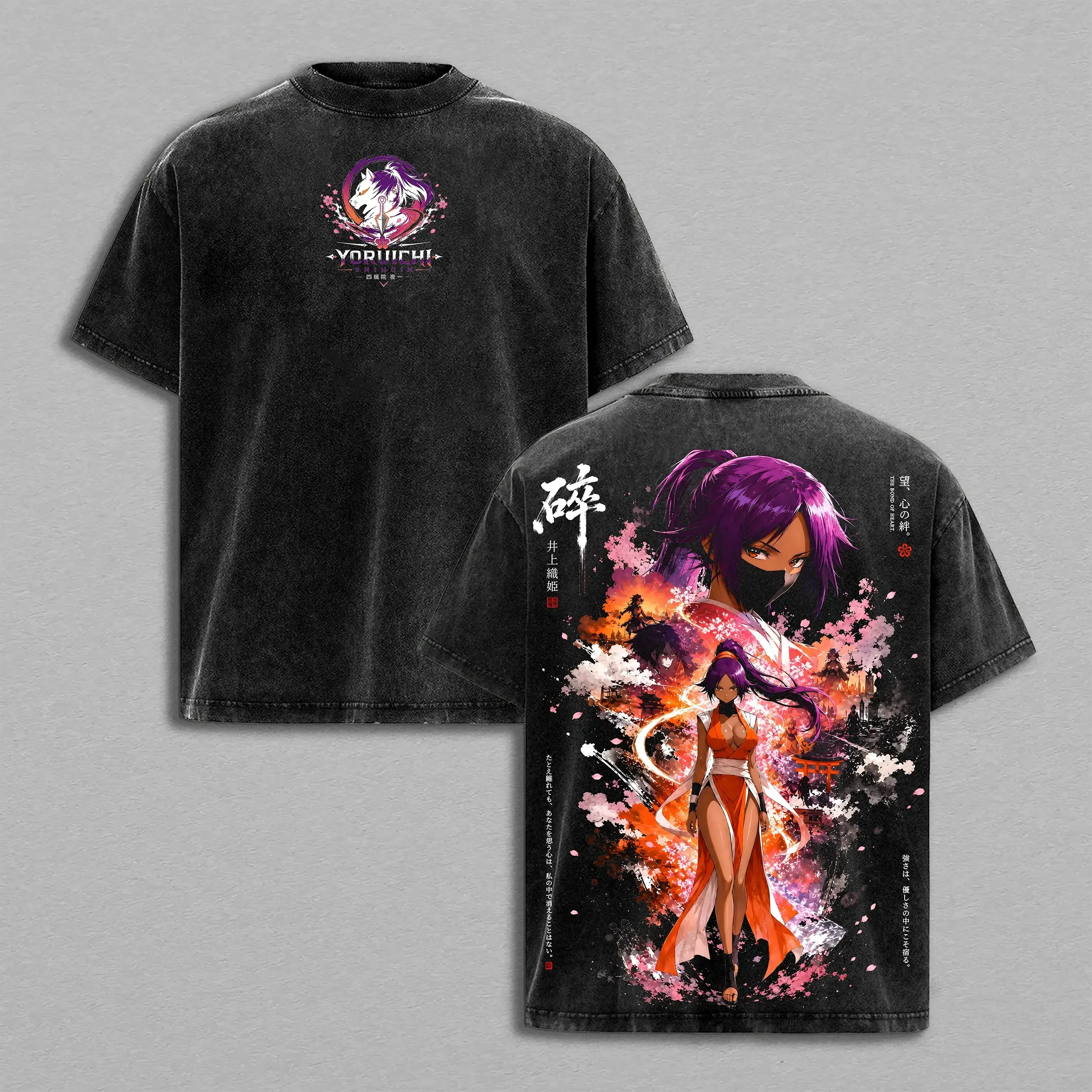 Yoruichi Shihoin Bleach Anime Shirt, Thunder Goddess Waifu Vintage Washed Graphic Tee, Sakura Samurai Aesthetic, Oversized Acid Wash Anime Streetwear T Shirt, Hot Anime Girl Fashion