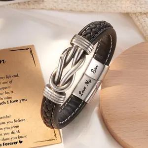 Bracelet for Son/Grandson/Nephew, Leather Knot Bracelet, Birthday Christmas Back to School Gifts