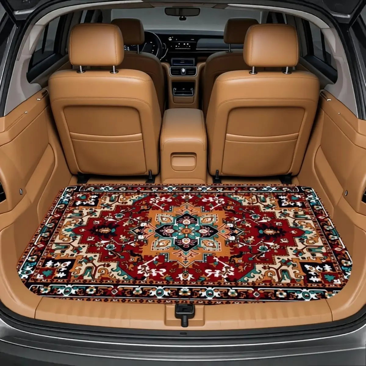 Aesthetic Vintage Floral Car Trunk Mat Waterproof Non Slip Cargo Liner Interior Decor Vehicle Accessories Suitable for Most Car Models