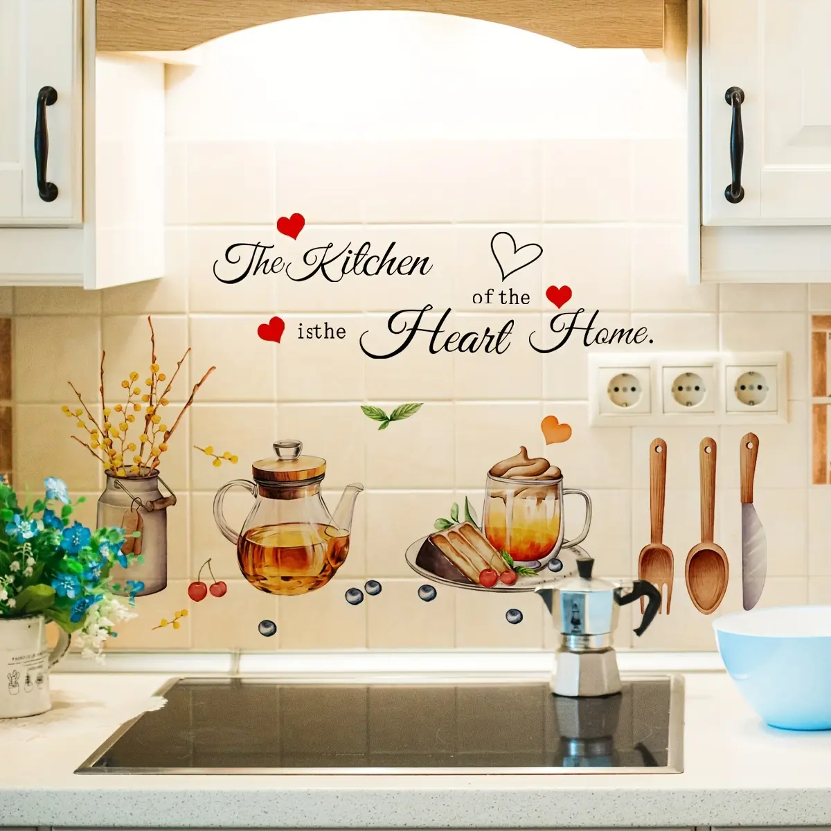 A hand-painted English kitchen series decorative wall sticker Wall Decal (30*60cm) for kitchen, dining room and home background decoration Decorative Stickers M14641-NL