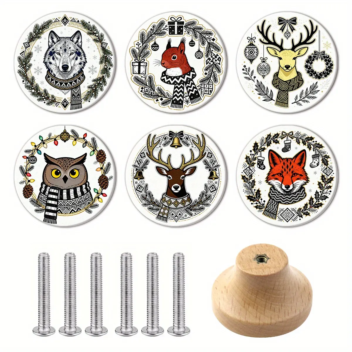 6PCS Round Nightstand Drawer Knobs, Furniture and Wardrobe Door Handles, Versatile Furniture Drawer Knobs, And Wooden Single Hole Drawer Knobs Are Also Available. Perfect Gift for Parents