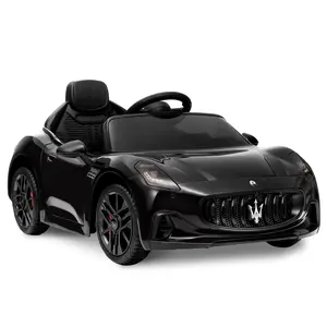 GAOMON Black Licensed Maserati GranCabrio 12V Kids Ride On Car With Remote Control Dual Motors Spring Suspension Safety Features For Ages 3 To 8 Black