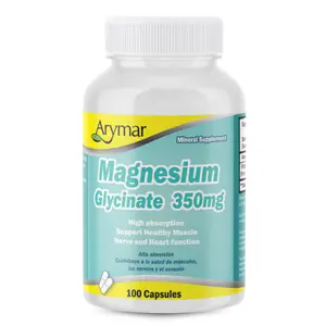 Arymar Magnesium Glycinate 350 mg, 100 Capsules, Supports Muscle Health and Nerve Health, Non-GMO, Gluten-Free