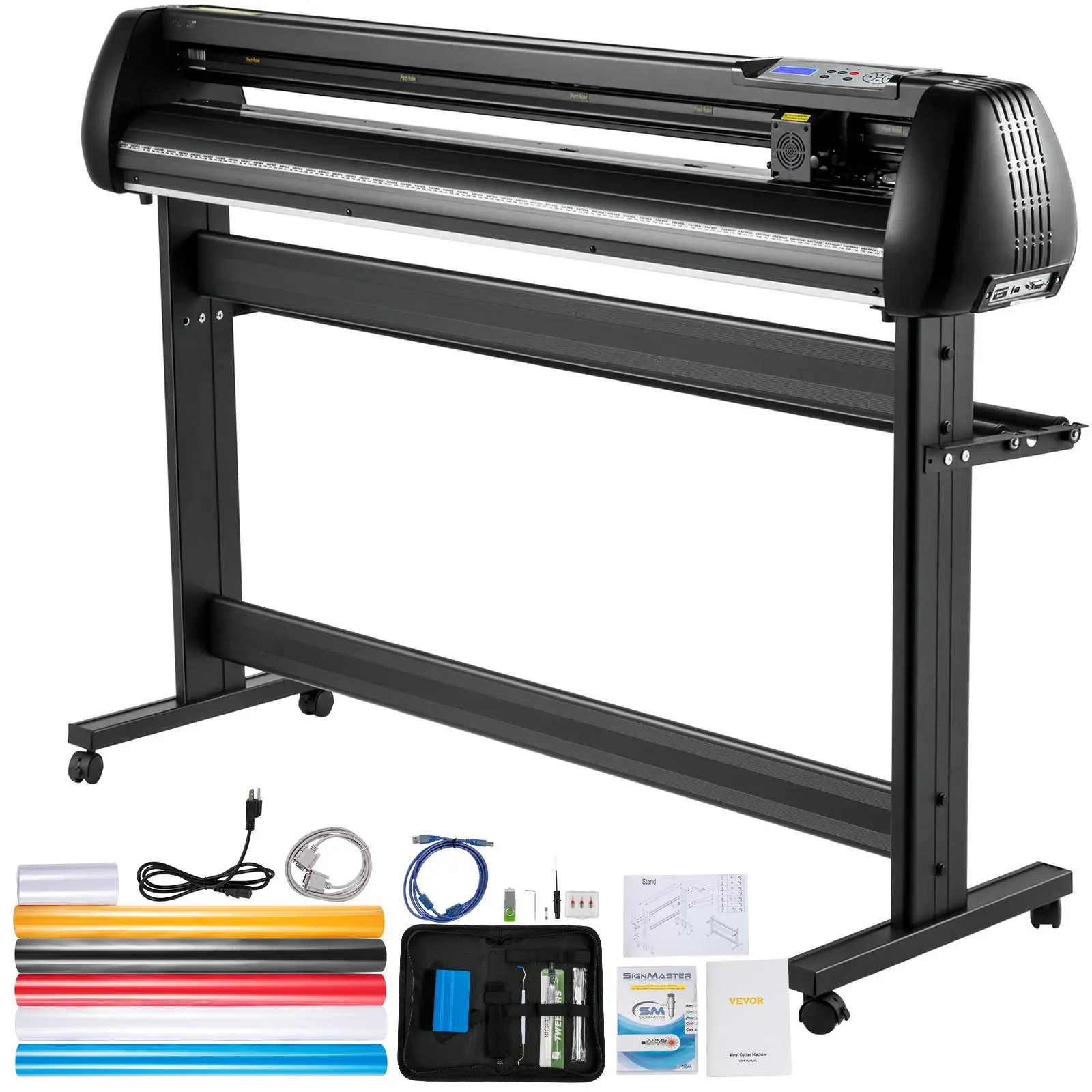 VEVOR 53in High Precision Cutter Plotter with Stand, Adjustable Speed & Force, SignMaster Software, Vinyl Tape Tools, COM/USB/BT Connectivity, Printer Compatibility for Sign Making