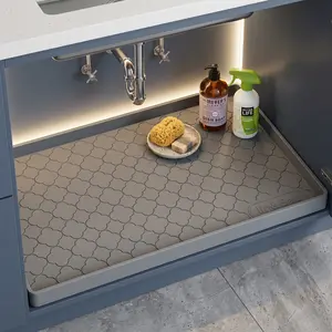 Waterproof Under Sink Mat Silicone Cabinet Protector Shelf Liner for Kitchen Bathroom Storage Organizer 34x22