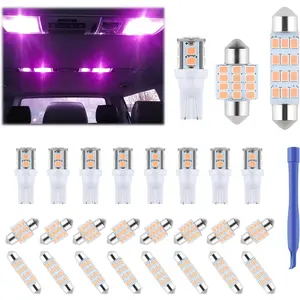 24 count Dome Light LED  Interior Bulb Kit Set 194 T10 DE3175 578 31mm 42mm Bulbs Interior Replacement Lights for  Map License Plate Door Side Marker Cornering Trunk Light - Purple