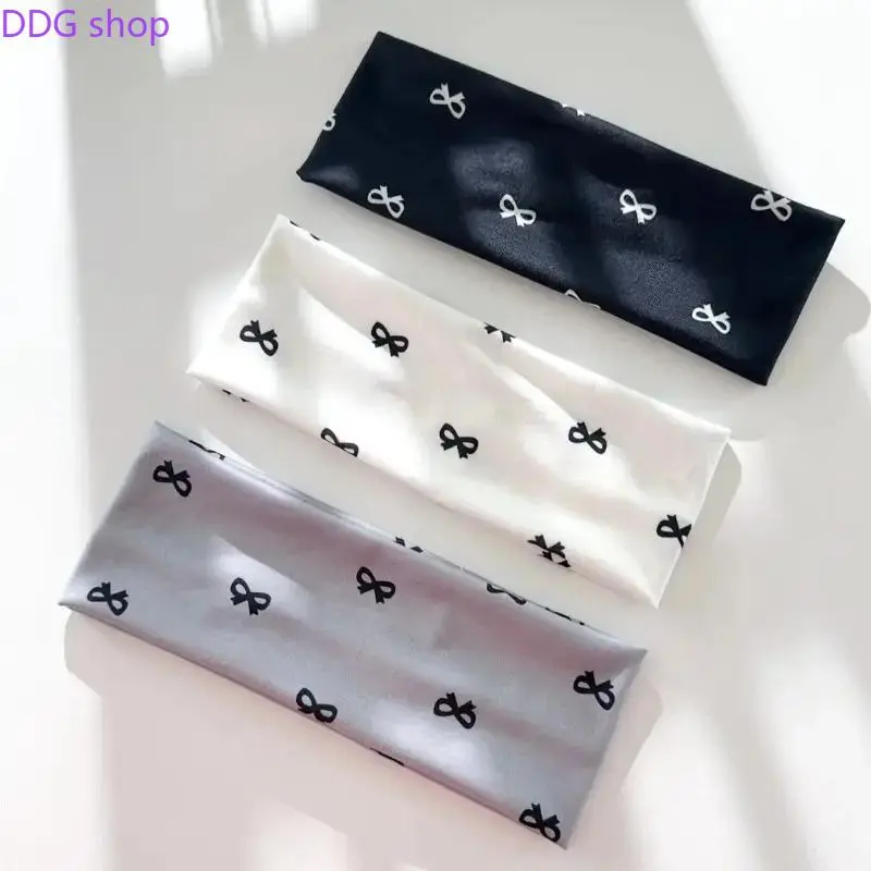 Women's Elegant Bow Print Sports Headbands Set - Gentle Fabric, Soft Skin-Friendly Bowknot Hair Hoops, All-Match Hair Styling Accessories for Daily Wear, Dating, Year-Round Use