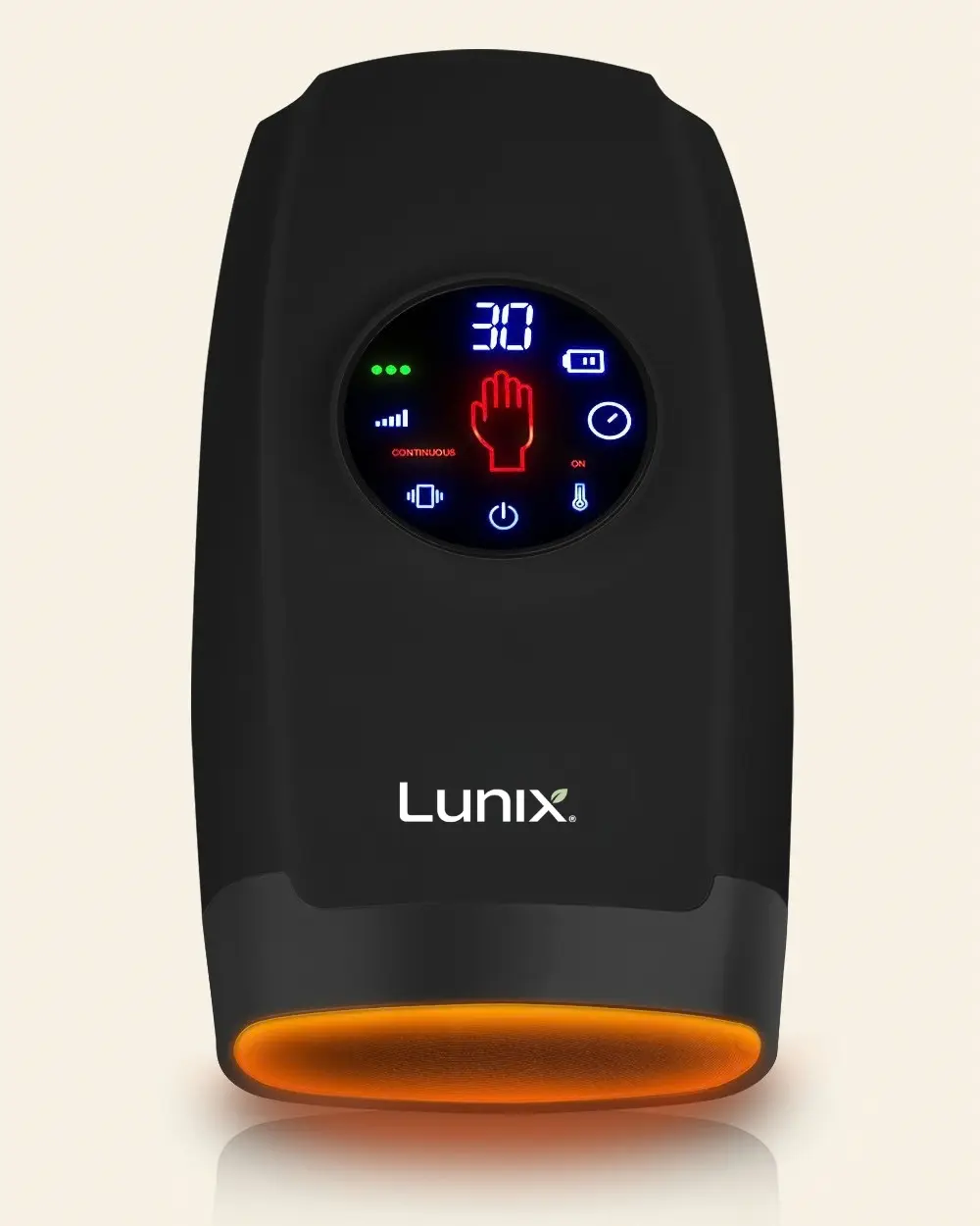 Lunix LX7 LCD Touchscreen Heated Air Compression Hand Massager, Charcoal Black